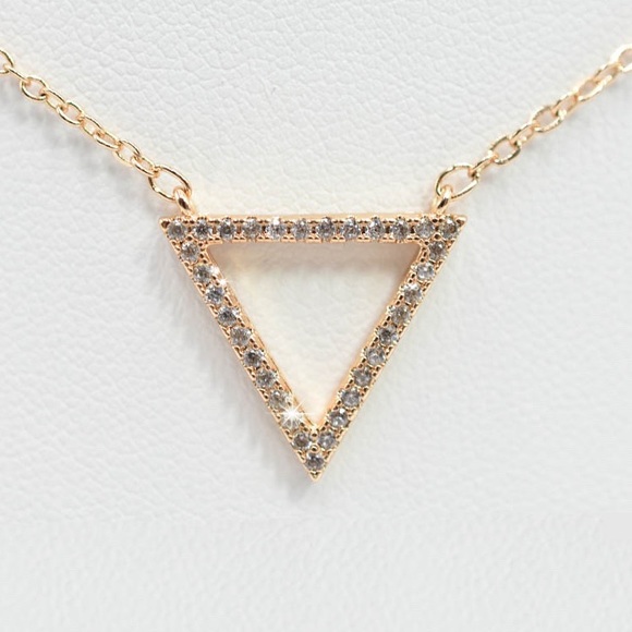 Dainty 14k Gold Plated Pave Triangle Necklace - Picture 2 of 5